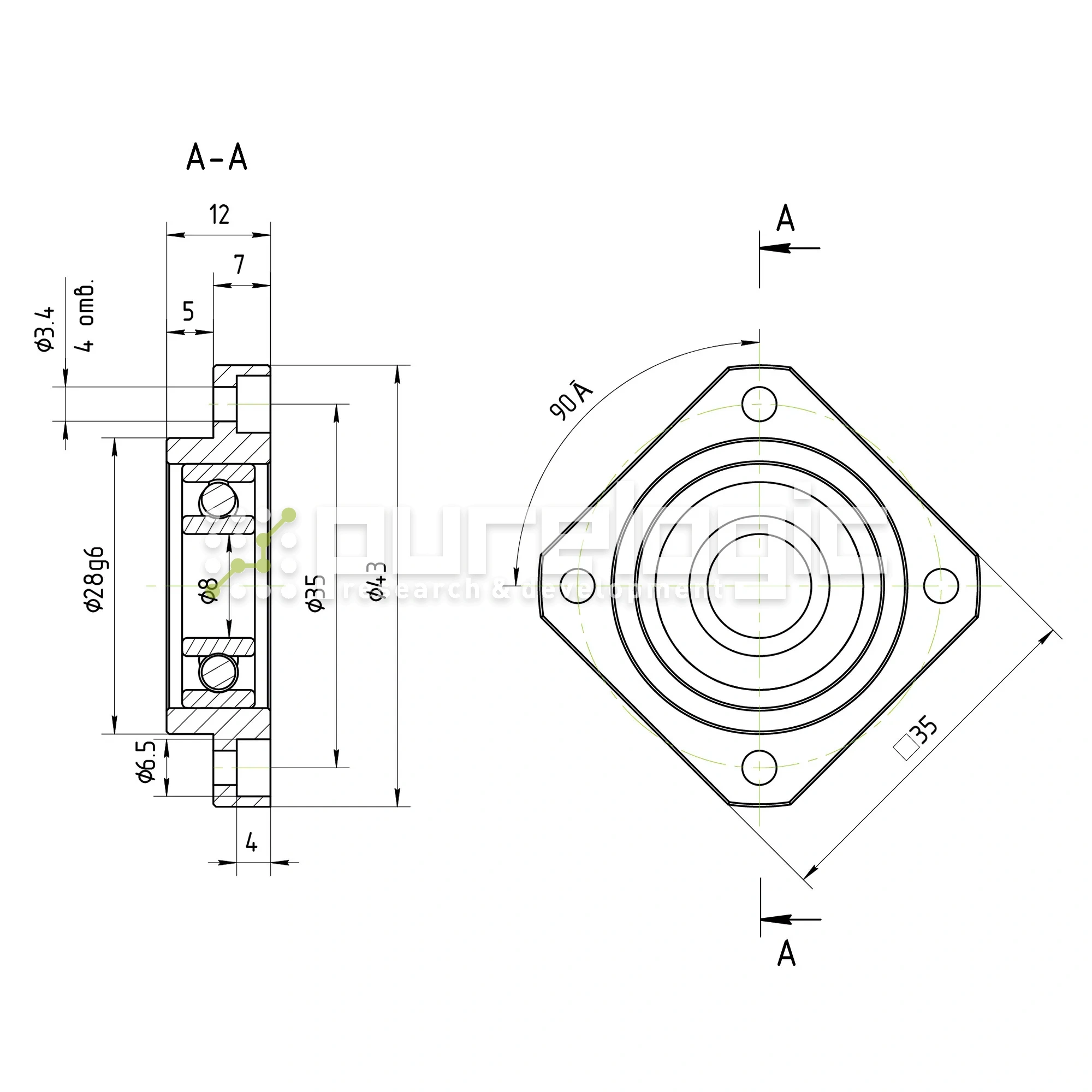 Опора ШВП Hiwin FF10-C5 3 319 Опора ШВП Hiwin FF10-C5 фото