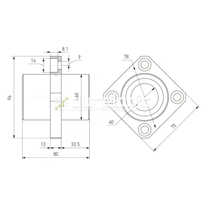 Втулка шариковая с фланцем LMKC40 2 086 Втулка шариковая с фланцем LMKC40 фото