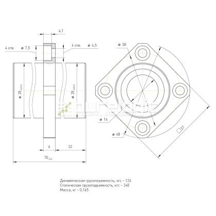 Втулка шариковая с фланцем LMKC16L 877 Втулка шариковая с фланцем LMKC16L фото