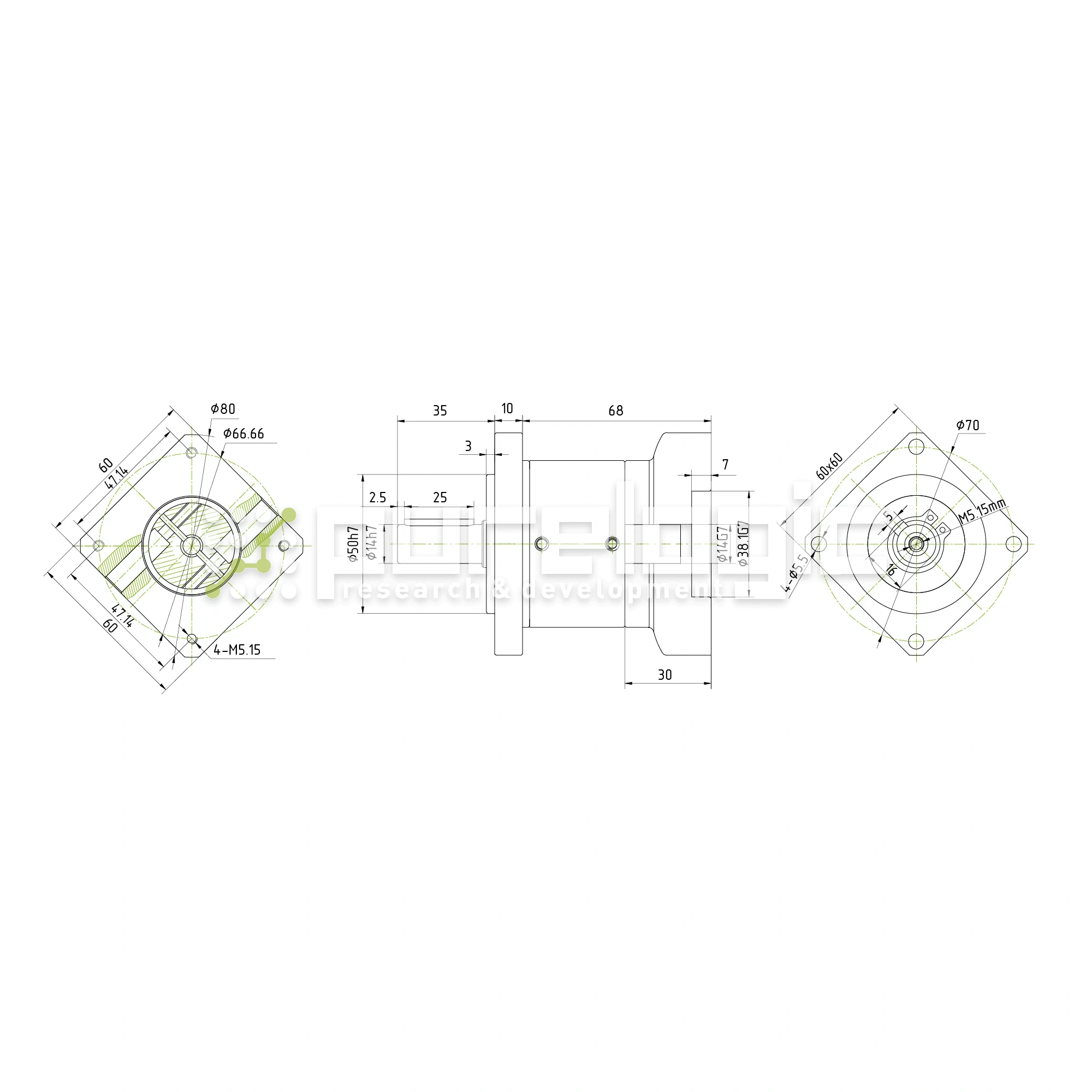 Редуктор планетарный 57PLF10K-14S-D14 11 868 Редуктор планетарный 57PLF10K-14S-D14 фото