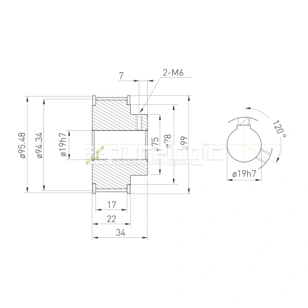 Шкив зубчатый BLA-60-5M-15-B-N19 фото