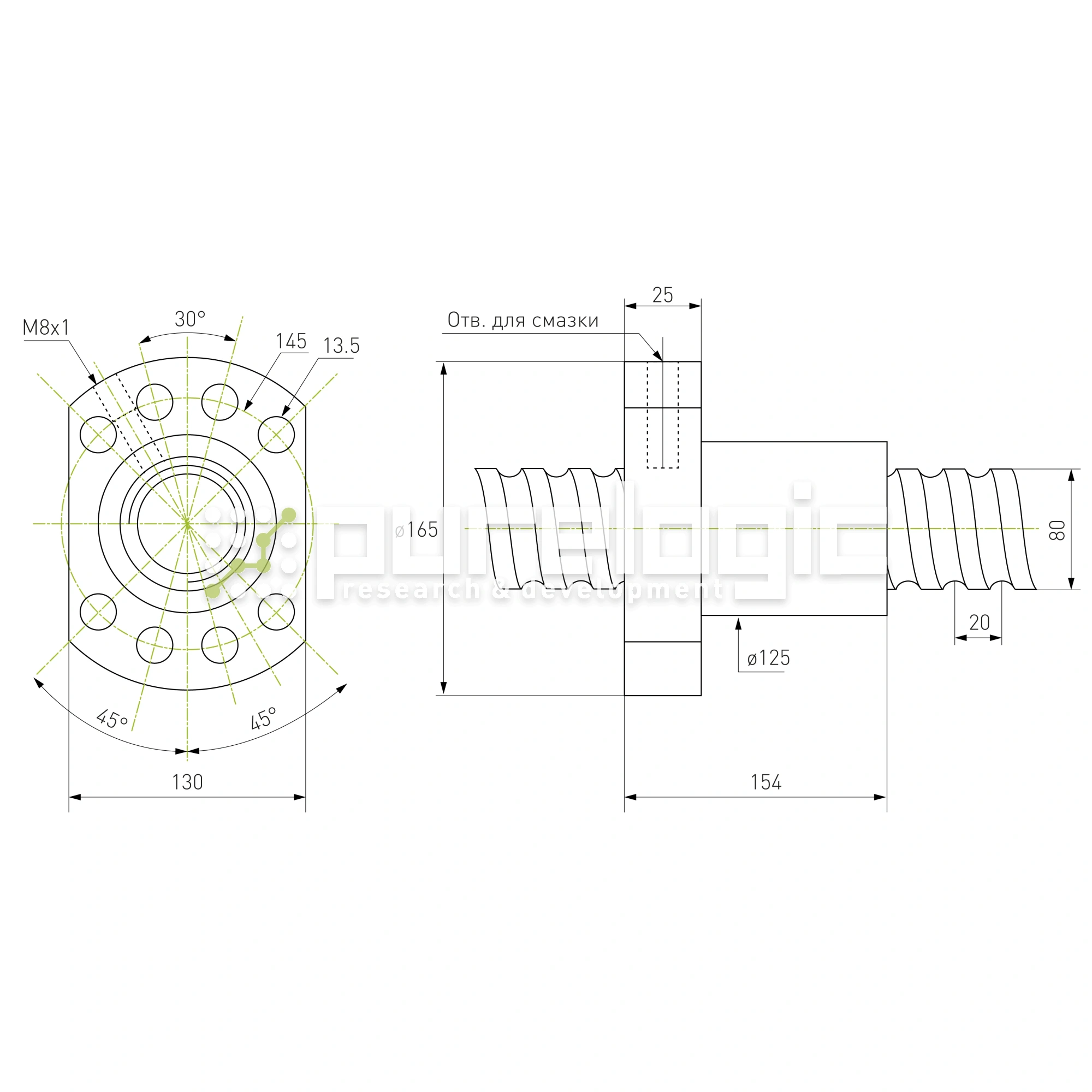 Гайка ШВП SFU8020 63 267 Гайка ШВП SFU8020 фото