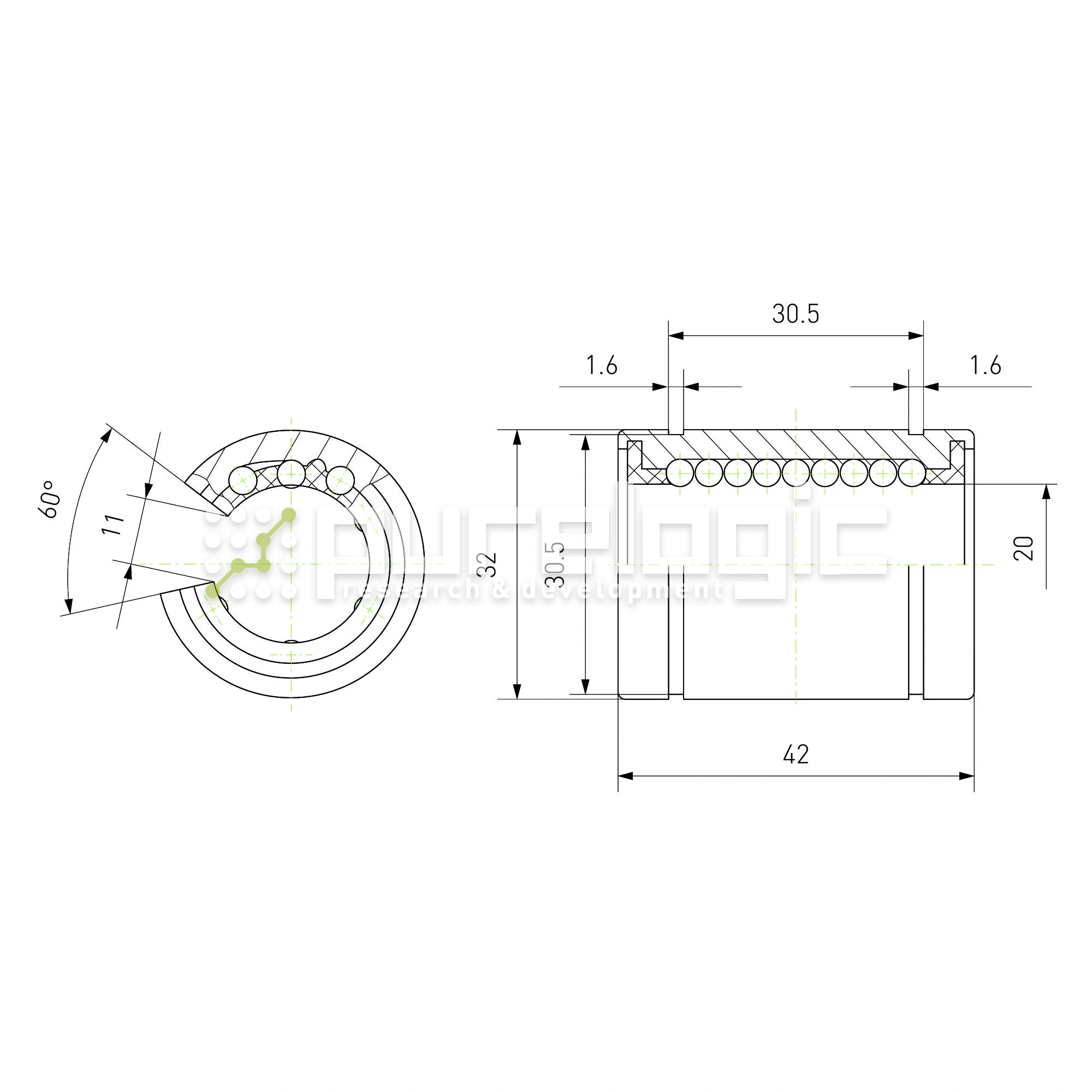 Втулка шариковая LM20-OP 247 Втулка шариковая LM20-OP фото