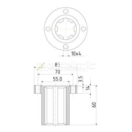 Шлицевая втулка с фланцем SNF-36x42 фото