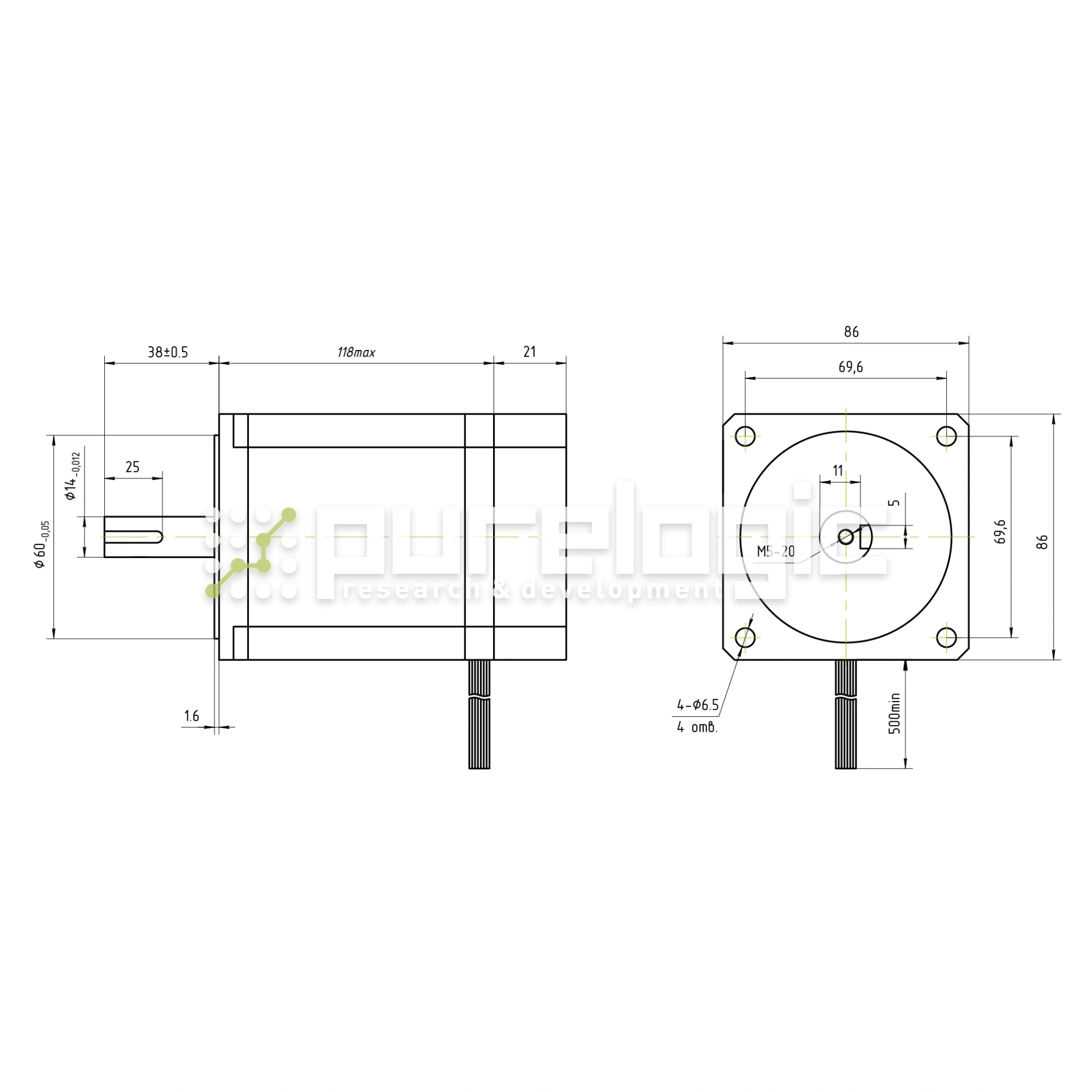 Двигатель шаговый с энкодером HD86H118-D14-1K 11 933 Двигатель шаговый с энкодером HD86H118-D14-1K фото