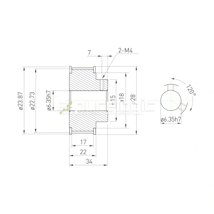 Шкив зубчатый BSY-15-5M-15-B-P6.35 фото