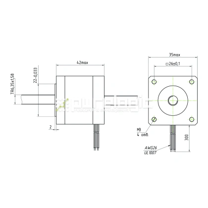 Двигатель шаговый с вал-гайкой 14HY4402-6.35x1.58 5 000 Двигатель шаговый с вал-гайкой 14HY4402-6.35x1.58 фото