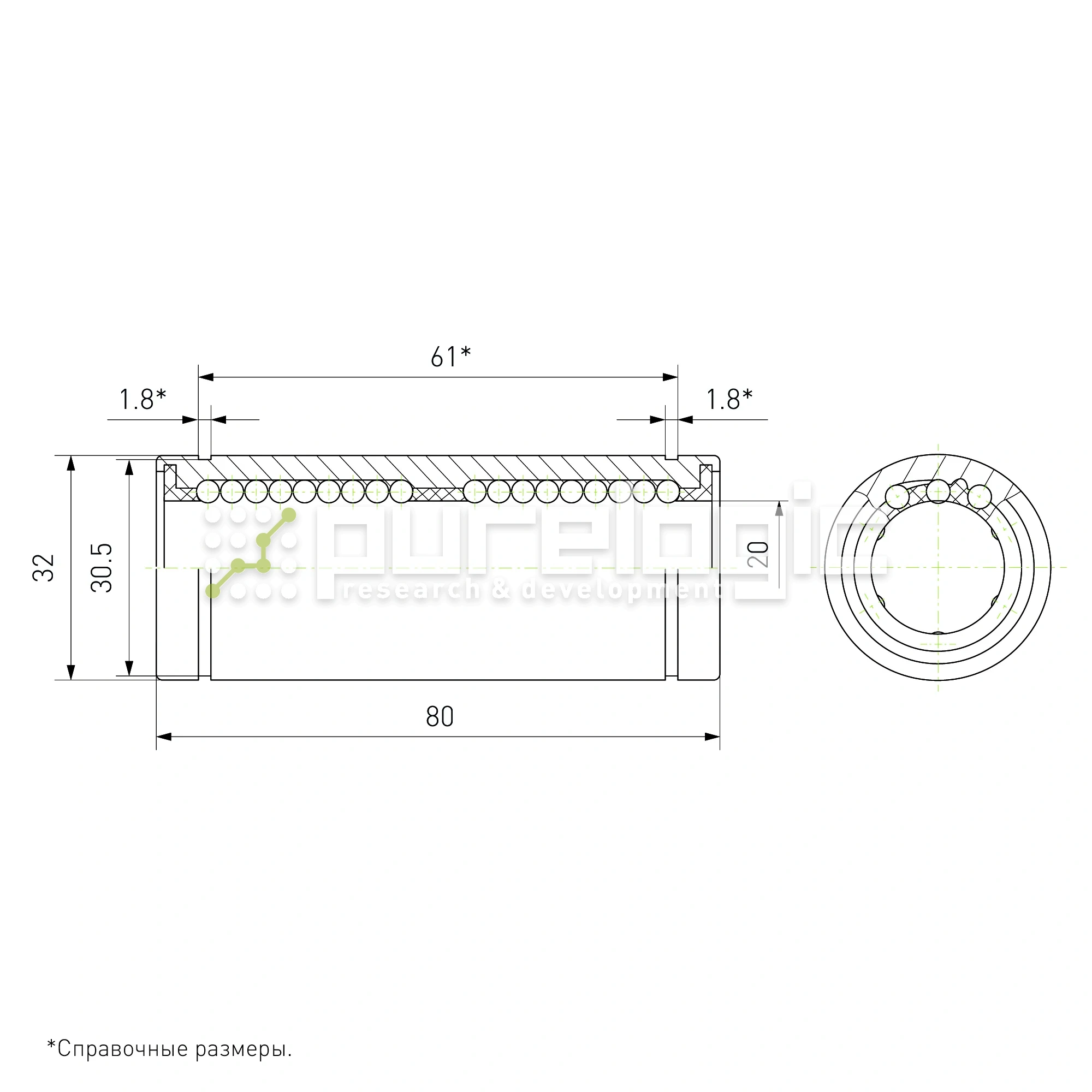 Втулка шариковая LM20L-UU 471 Втулка шариковая LM20L-UU фото
