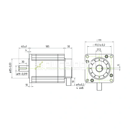 Двигатель шаговый трехфазный 3PL110H185-D19 15 063 Двигатель шаговый трехфазный 3PL110H185-D19 фото