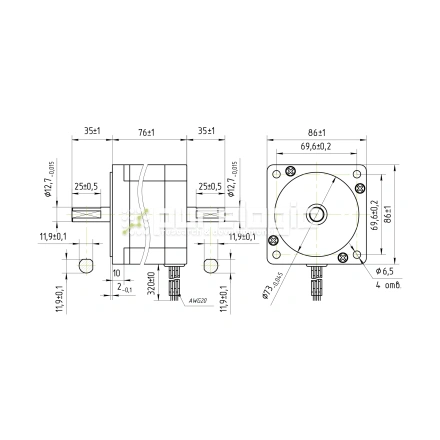 Двигатель шаговый PL86HD75-D12.7 фото