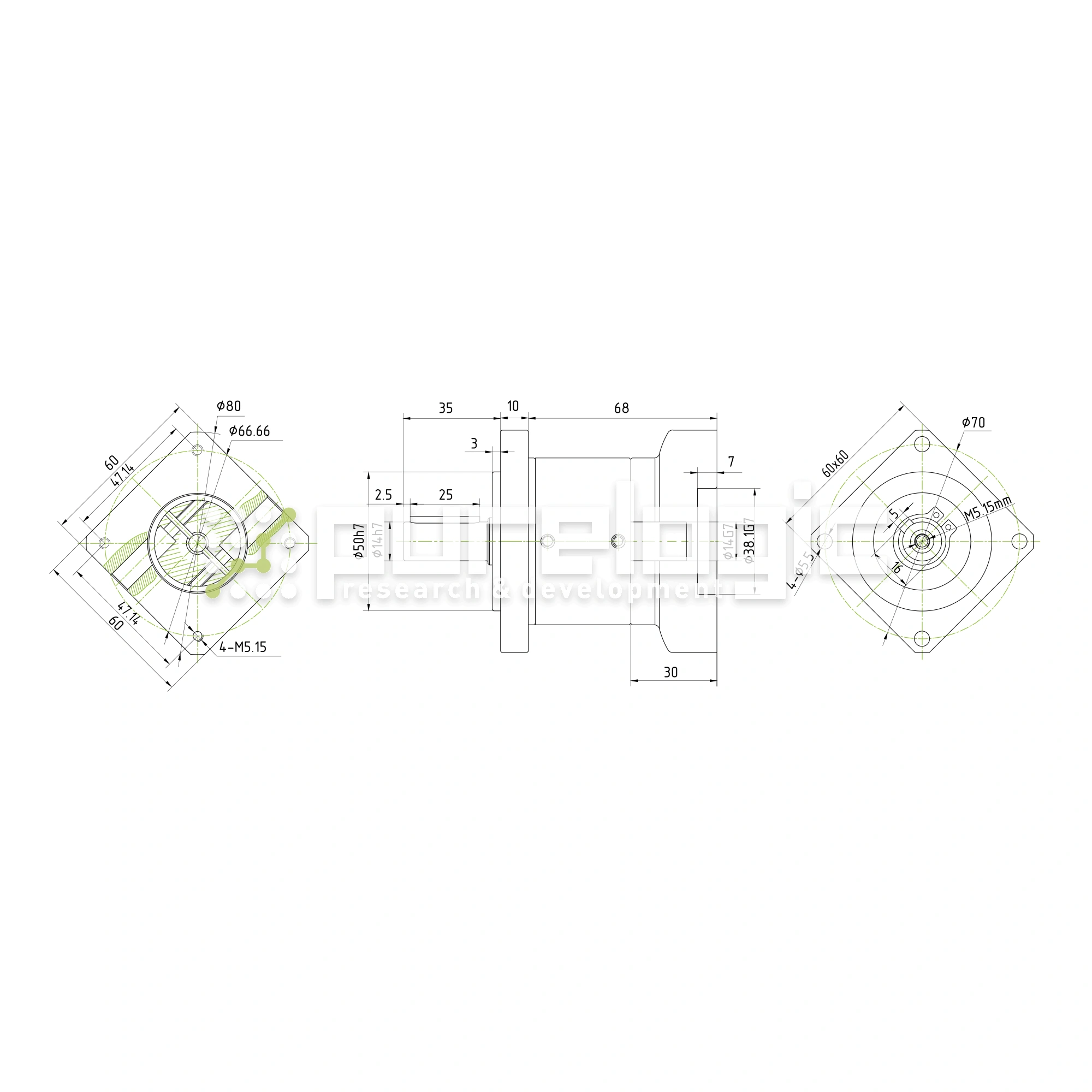 Редуктор планетарный 57PLF3K-14S-D14 13 306 Редуктор планетарный 57PLF3K-14S-D14 фото