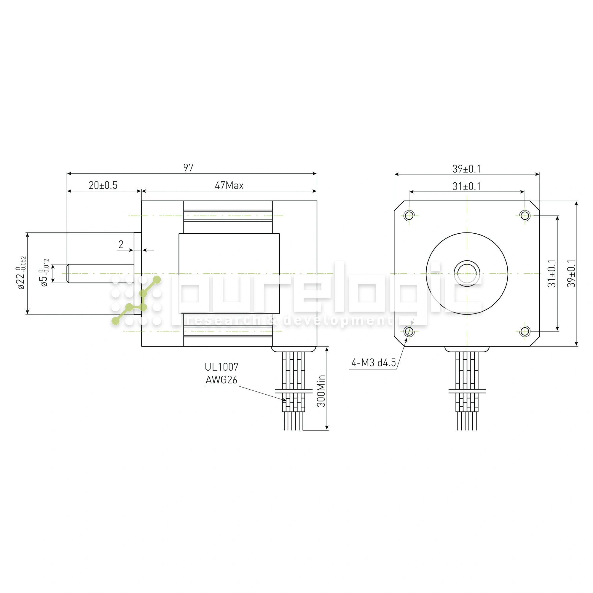 Двигатель шаговый PL39H47-D5 2 201 Двигатель шаговый PL39H47-D5 фото