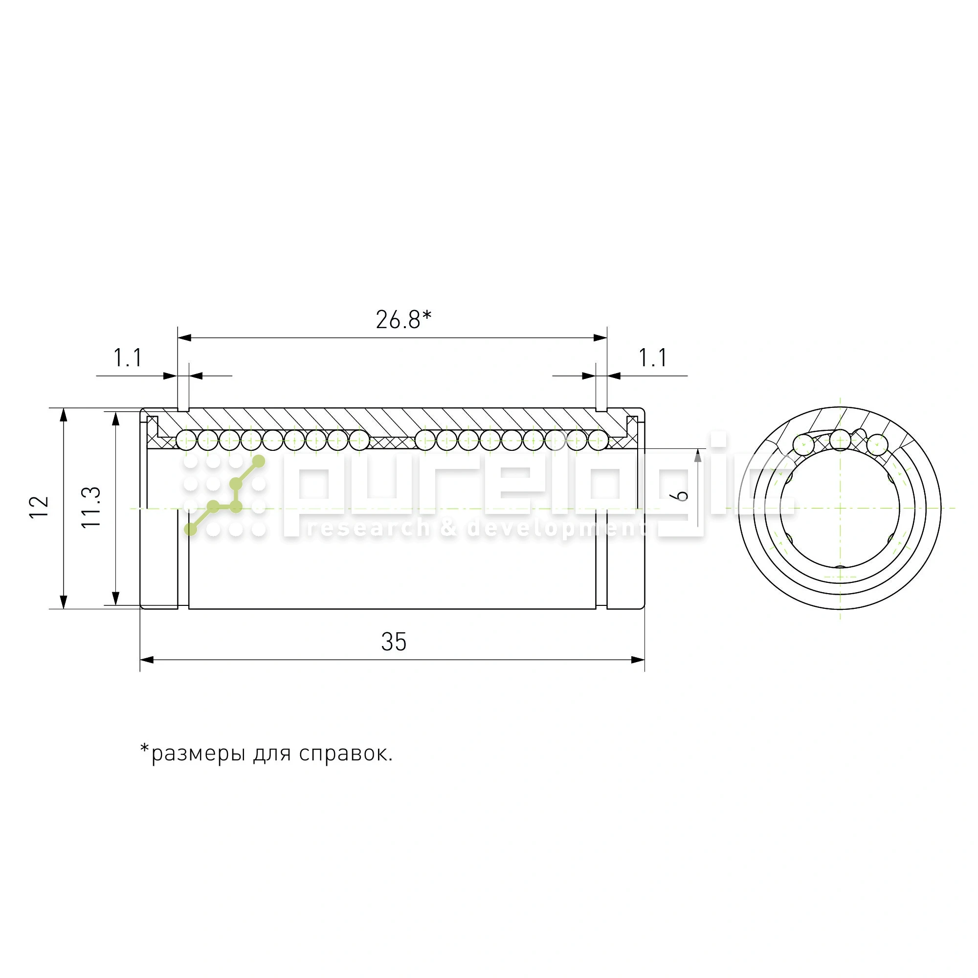 Втулка шариковая LM6L-UU 261 Втулка шариковая LM6L-UU фото