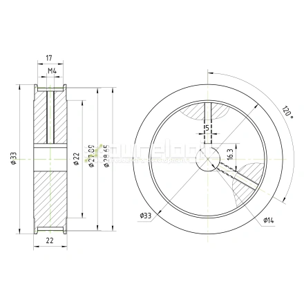 Шкив зубчатый BLA-30-3M-15-A-N14 фото