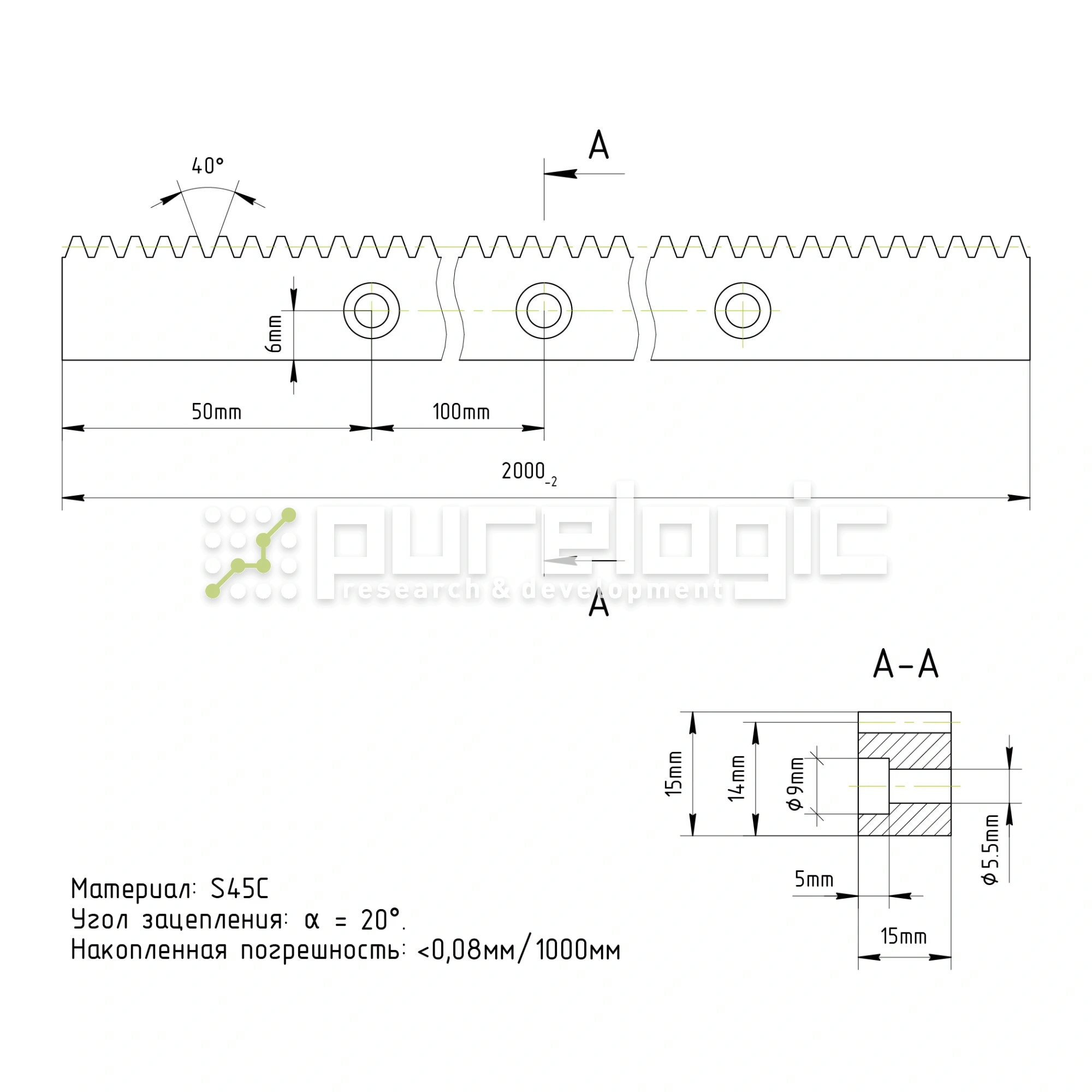 Рейка прямозубая MS1-1515-Q8 6 477 Рейка прямозубая MS1-1515-Q8 фото