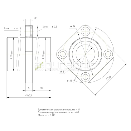 Втулка шариковая с фланцем LMKC8L 626 Втулка шариковая с фланцем LMKC8L фото