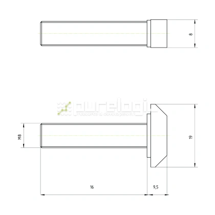 Болт Т-образный 40TS8x16 12 Болт Т-образный 40TS8x16 фото