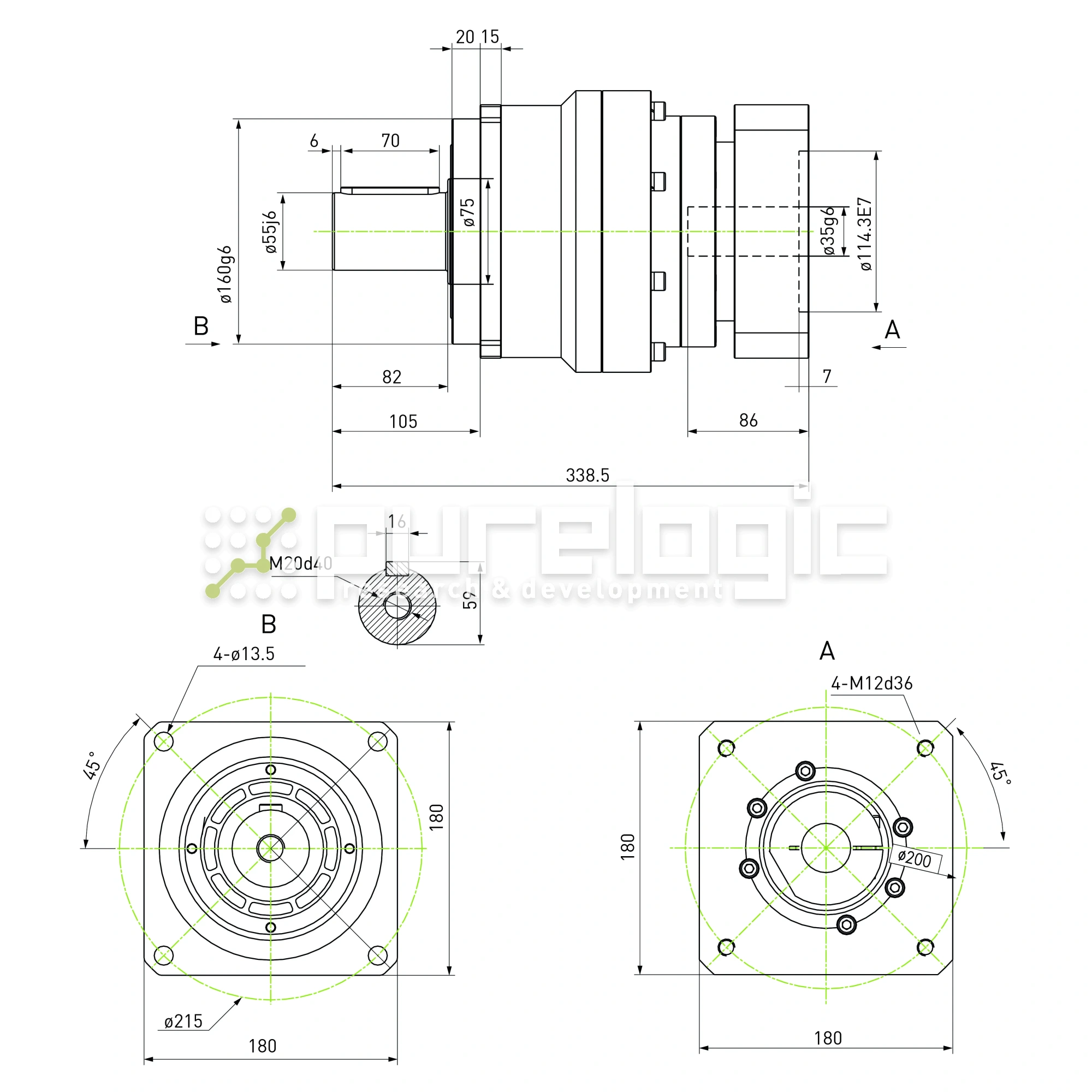 Редуктор планетарный прецизионный 180VRB15K-S55-P0 263 351 Редуктор планетарный прецизионный 180VRB15K-S55-P0 фото