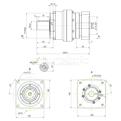 Редуктор планетарный прецизионный 180VRB15K-S55-P0 263 351 Редуктор планетарный прецизионный 180VRB15K-S55-P0 фото