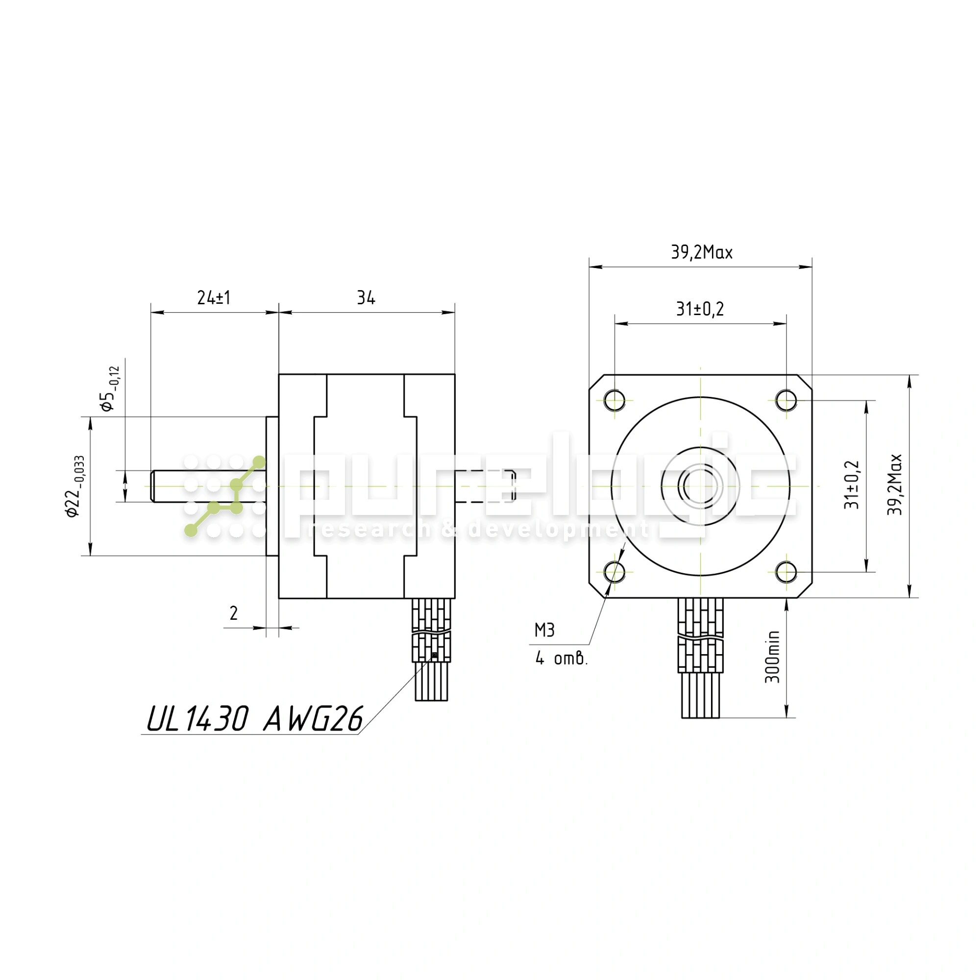Двигатель шаговый FL39ST34-0404A 2 701 Двигатель шаговый FL39ST34-0404A фото