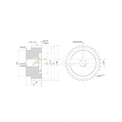 Шестерня прямозубая GS3-T32D19 2 577 Шестерня прямозубая GS3-T32D19 фото