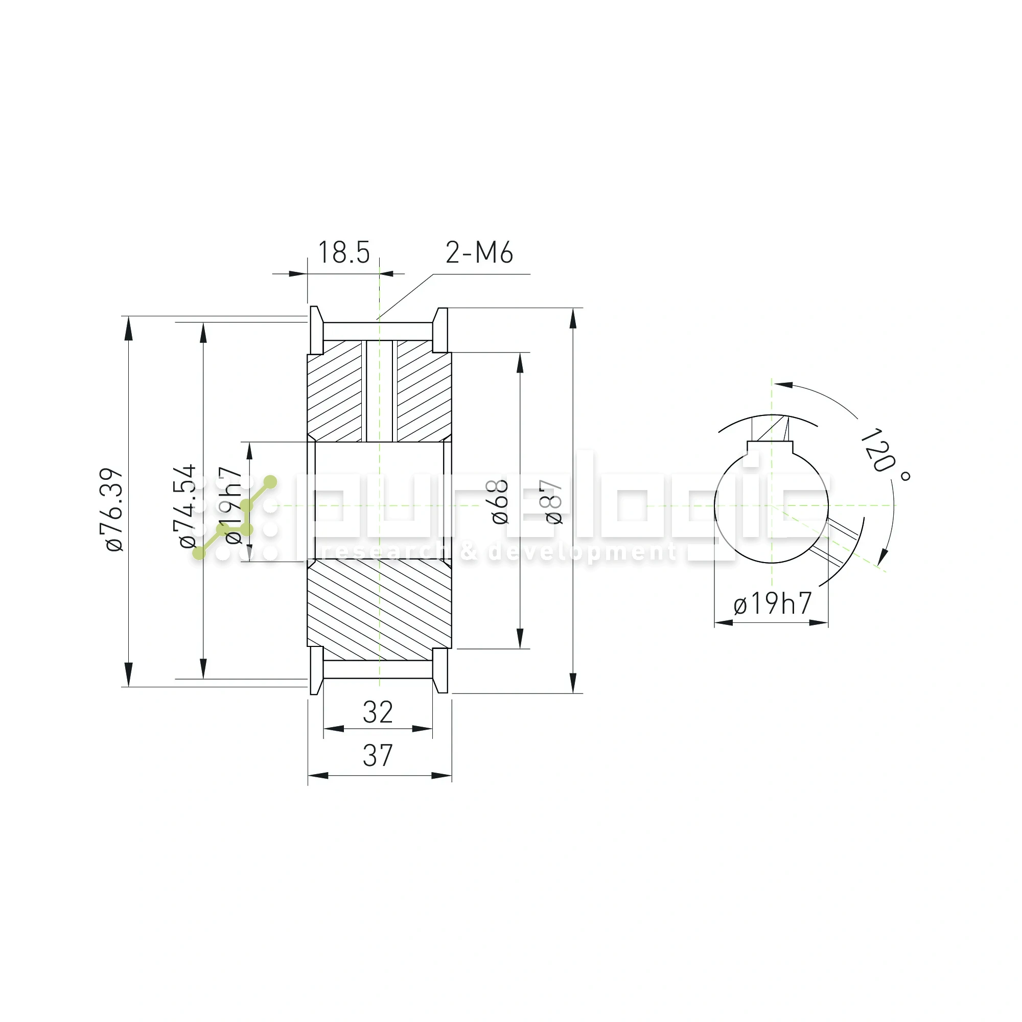 Шкив зубчатый BLA-24-T10-30-A-N19 3 240 Шкив зубчатый BLA-24-T10-30-A-N19 фото