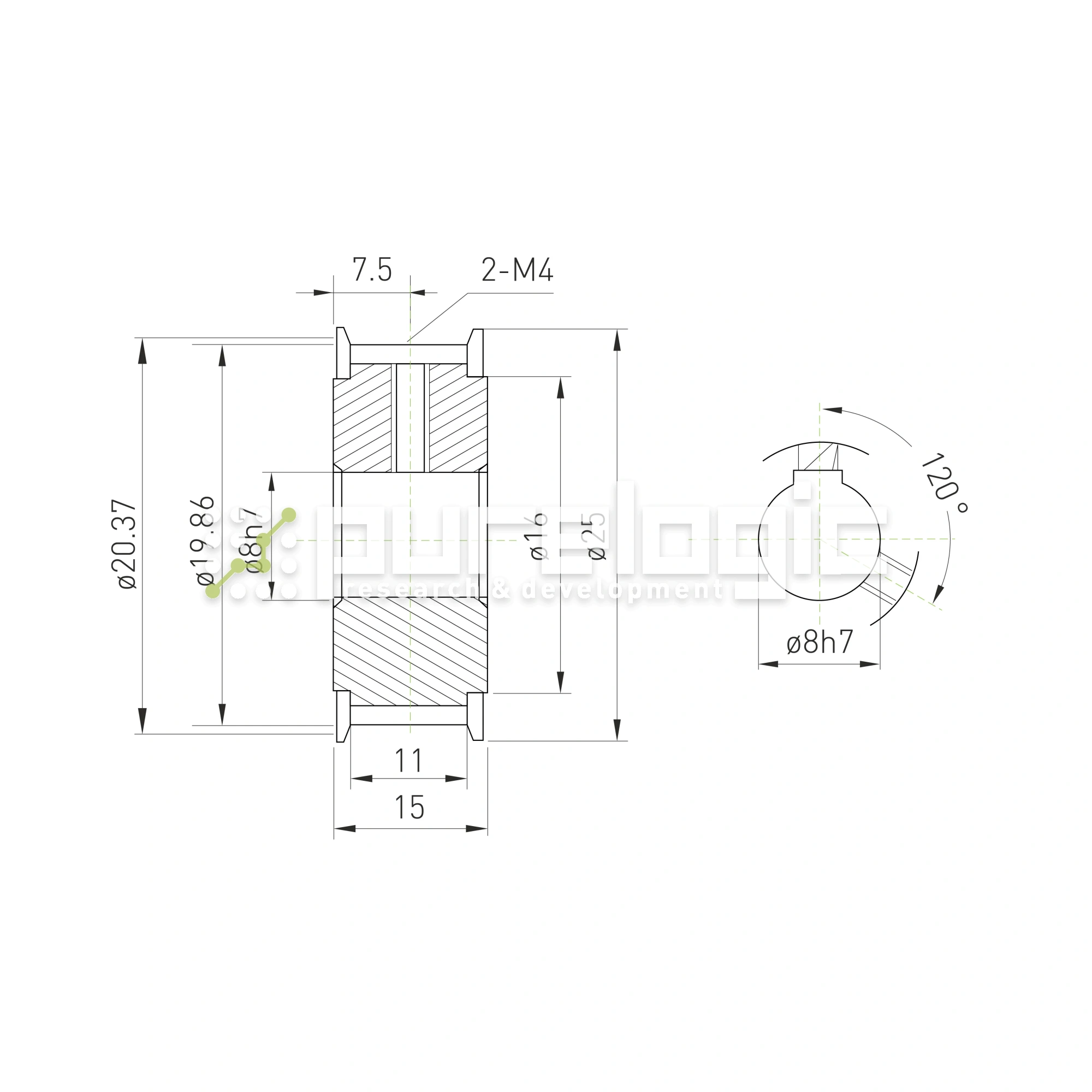 Шкив зубчатый BLA-32-S2M-10-A-N8 1 012 Шкив зубчатый BLA-32-S2M-10-A-N8 фото
