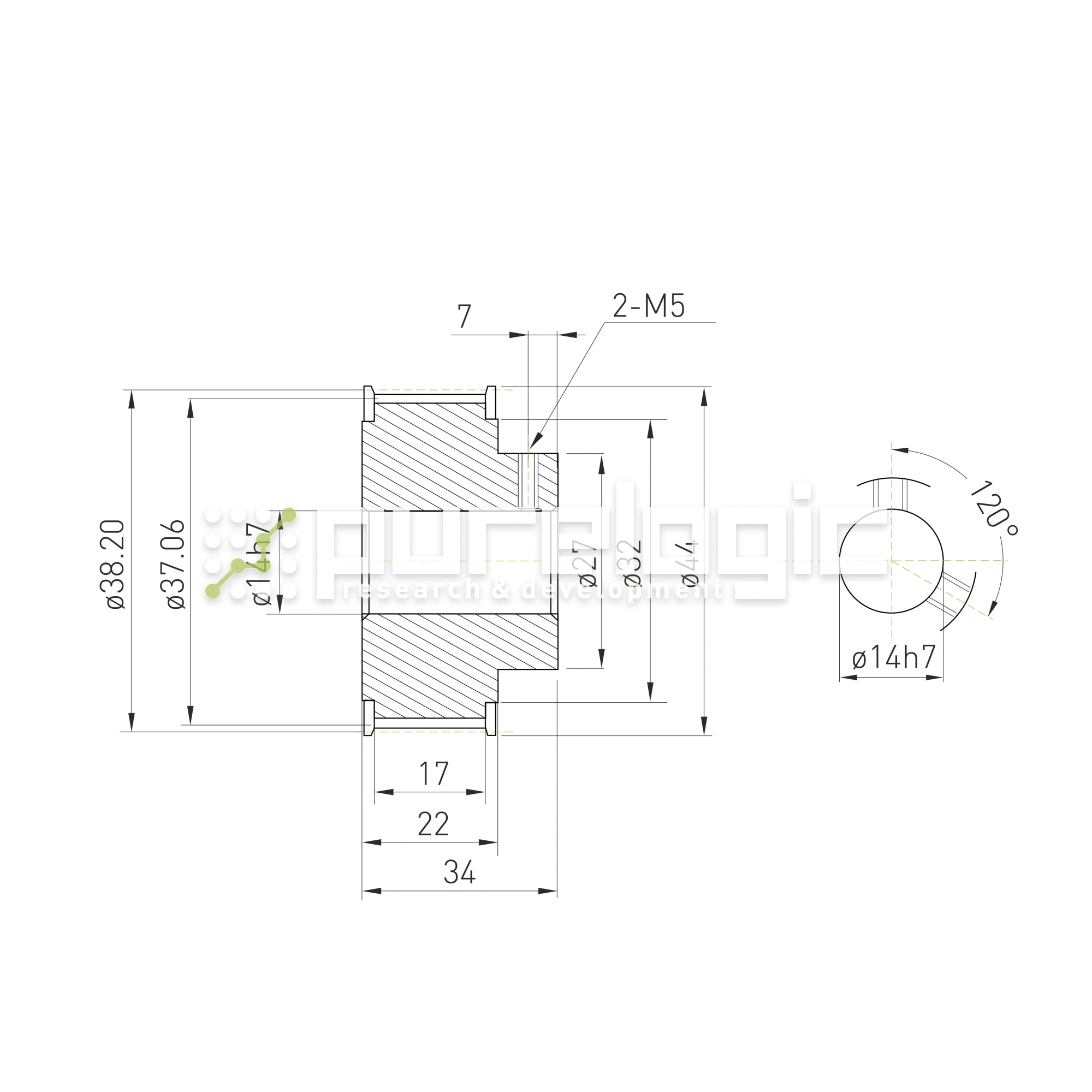 Шкив зубчатый BLA-24-5M-15-B-P14 838 Шкив зубчатый BLA-24-5M-15-B-P14 фото
