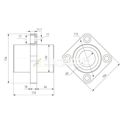 Втулка шариковая с фланцем LMKC60 6 914 Втулка шариковая с фланцем LMKC60 фото