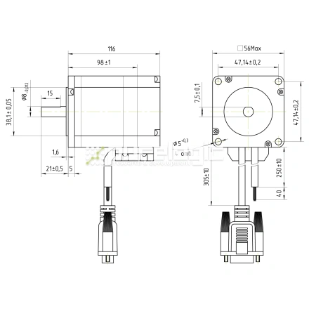 Двигатель шаговый с энкодером PL57H1404-D8-1K фото