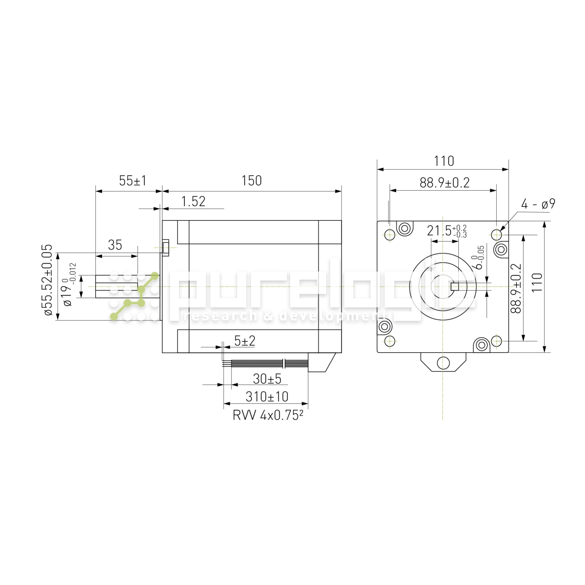Двигатель шаговый биполярный 110CM20 29 710 Двигатель шаговый биполярный 110CM20 фото