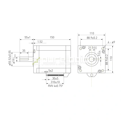 Двигатель шаговый биполярный 110CM20 29 710 Двигатель шаговый биполярный 110CM20 фото