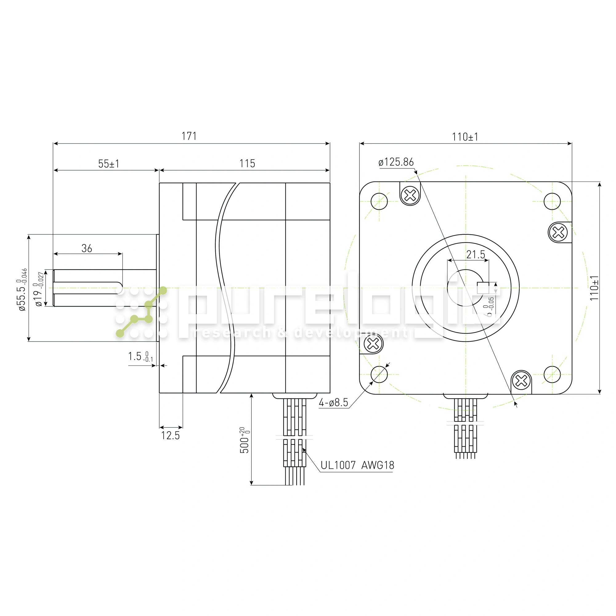 Двигатель шаговый PL110H115-D19 27 727 Двигатель шаговый PL110H115-D19 фото