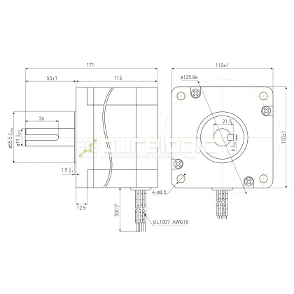 Двигатель шаговый PL110H115-D19 27 727 Двигатель шаговый PL110H115-D19 фото