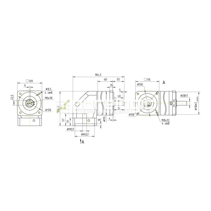 Редуктор планетарный угловой 90WPLF10K-19S 40 184 Редуктор планетарный угловой 90WPLF10K-19S фото