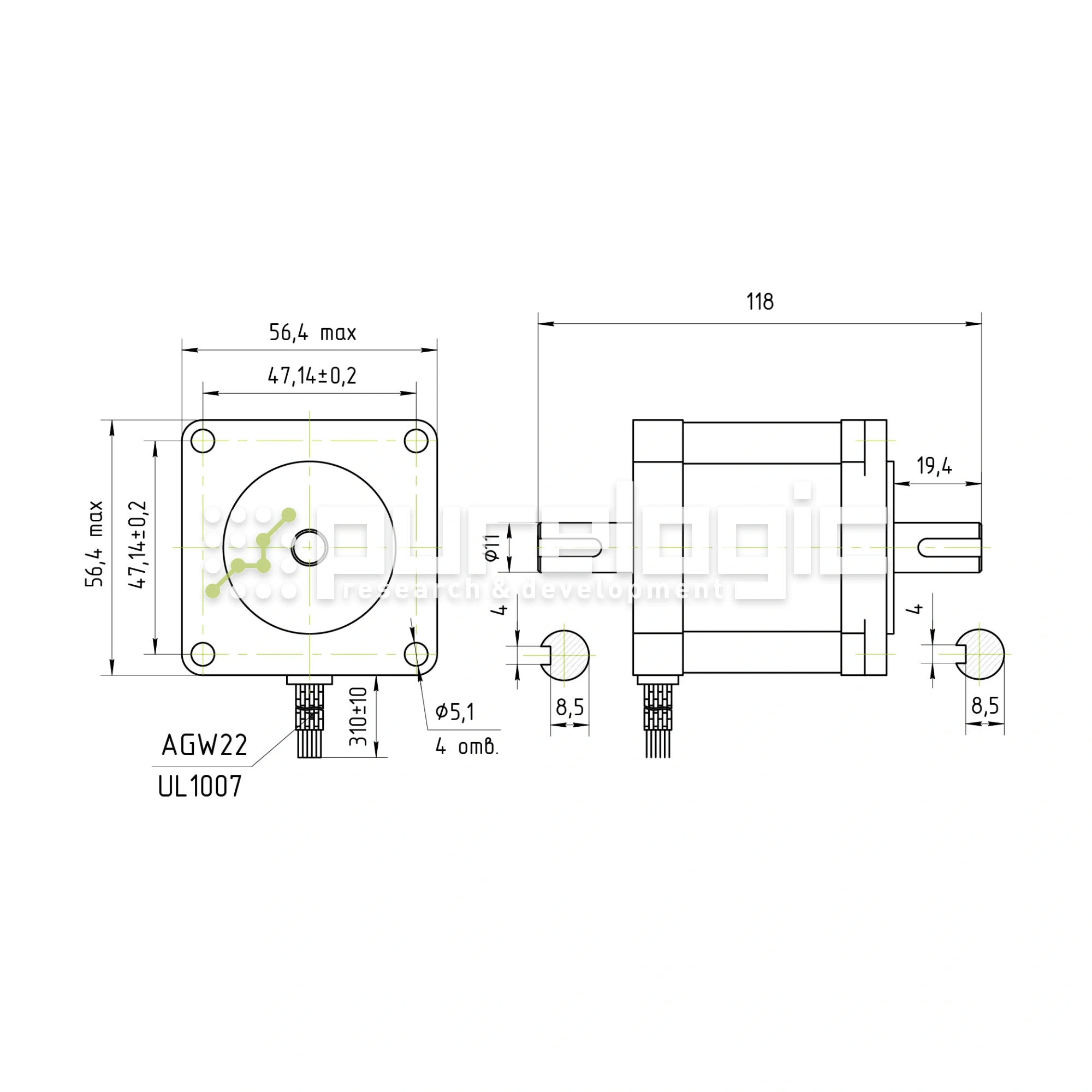 Двигатель шаговый PL57HD76-D11K фото