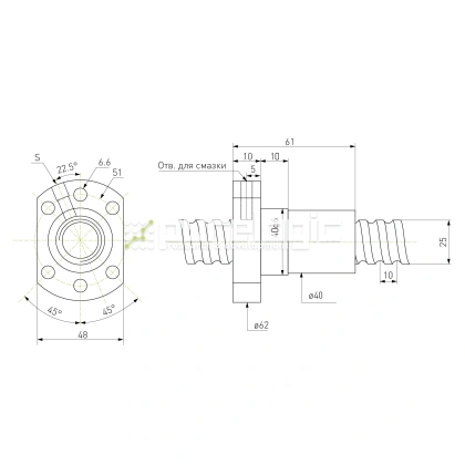 Гайка ШВП Hiwin R25-10K4-FSC (BD=3.175) 12 196 Гайка ШВП Hiwin R25-10K4-FSC (BD=3.175) фото