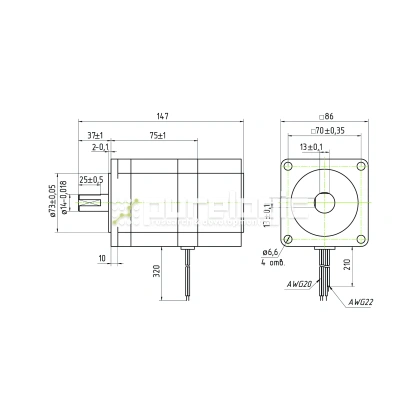 Двигатель шаговый с тормозом PL86H75-D14BC 13 866 Двигатель шаговый с тормозом PL86H75-D14BC фото
