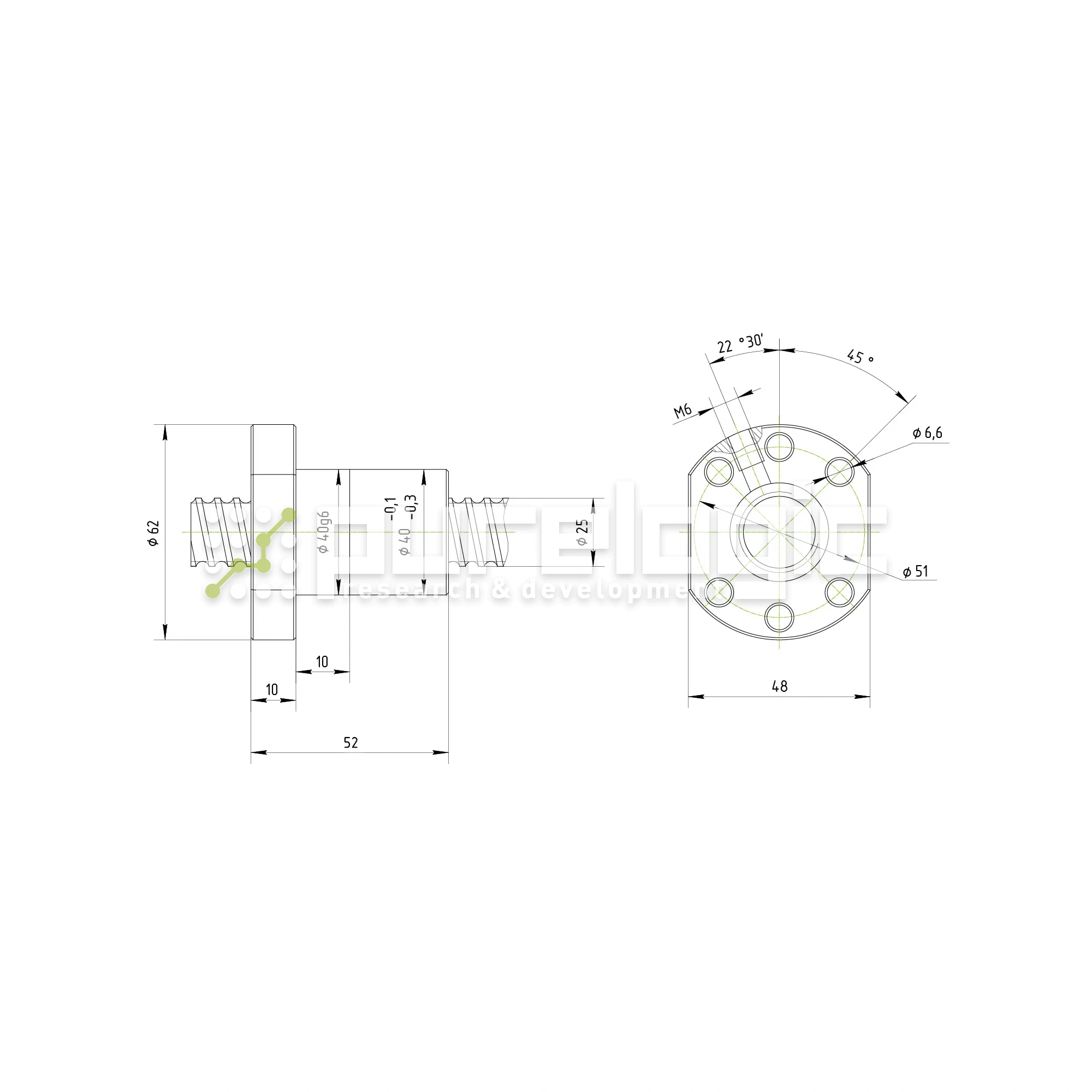 Гайка ШВП Hiwin R25-5K4-FSC (BD=3.175) 10 056 Гайка ШВП Hiwin R25-5K4-FSC (BD=3.175) фото
