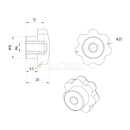 Ручка звездообразная 100209-25*M6 фото