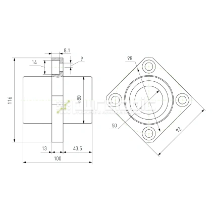 Втулка шариковая с фланцем LMKC50 5 532 Втулка шариковая с фланцем LMKC50 фото