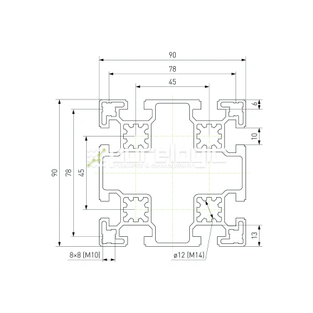 Профиль алюминиевый HXB9090BB-10 фото