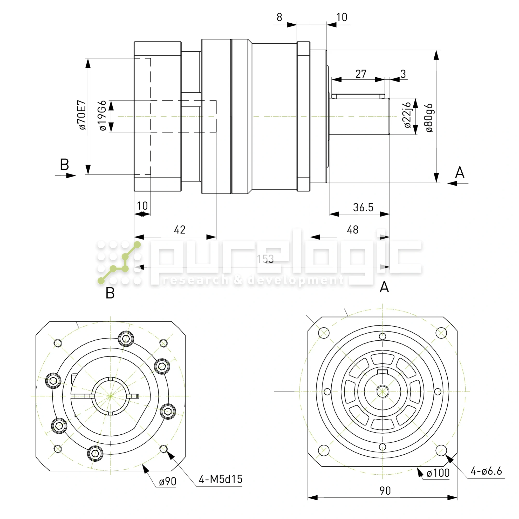 Редуктор планетарный прецизионный 90VRB3K-S22-P0 39 657 Редуктор планетарный прецизионный 90VRB3K-S22-P0 фото