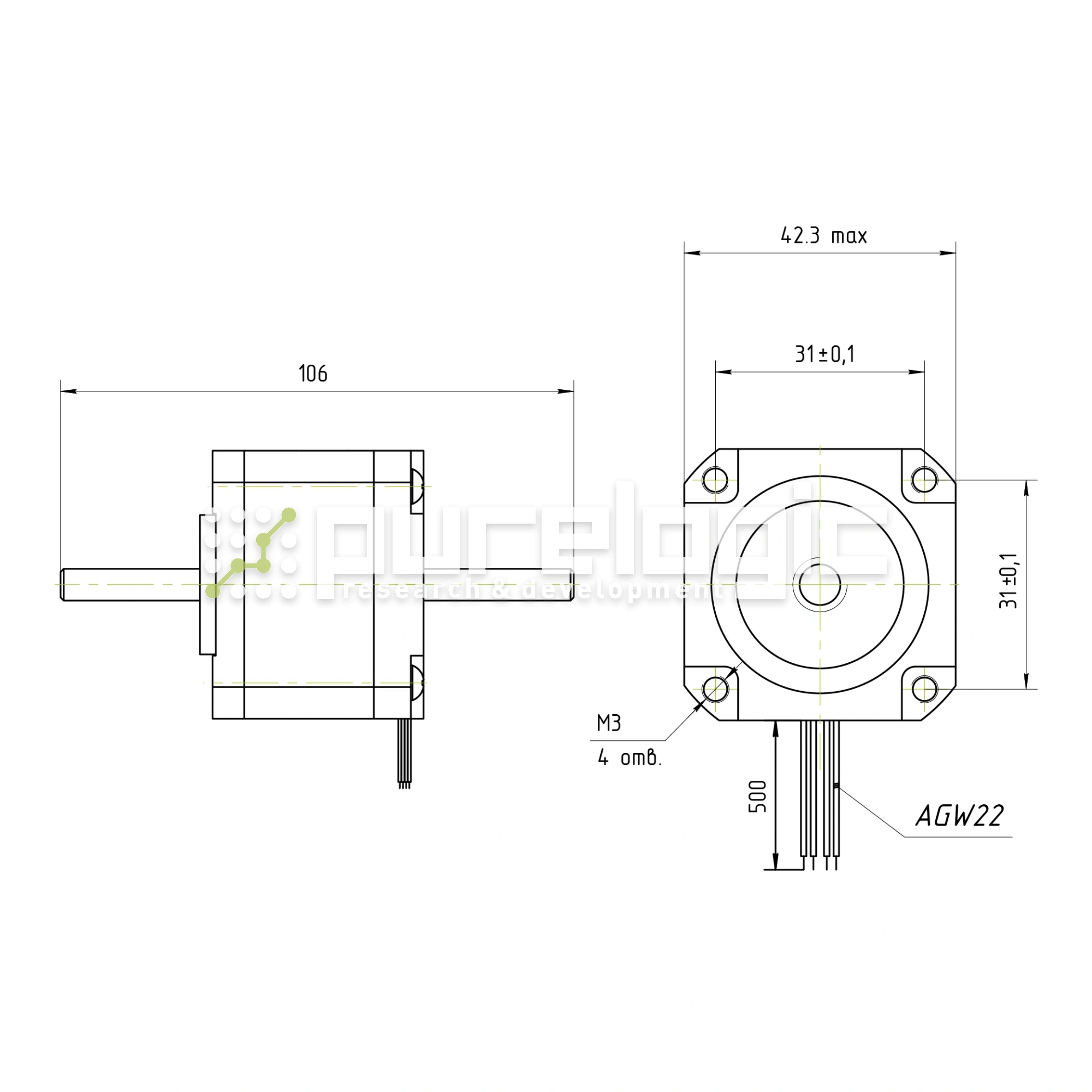 Двигатель шаговый PL42HD58-D5 2 956 Двигатель шаговый PL42HD58-D5 фото
