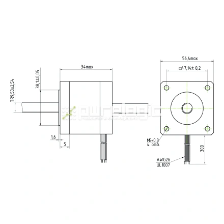 Двигатель шаговый с вал-гайкой 23HS4425-9.53x2.54 фото