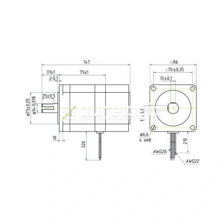 Двигатель шаговый с тормозом PL86H75-D14BC фото