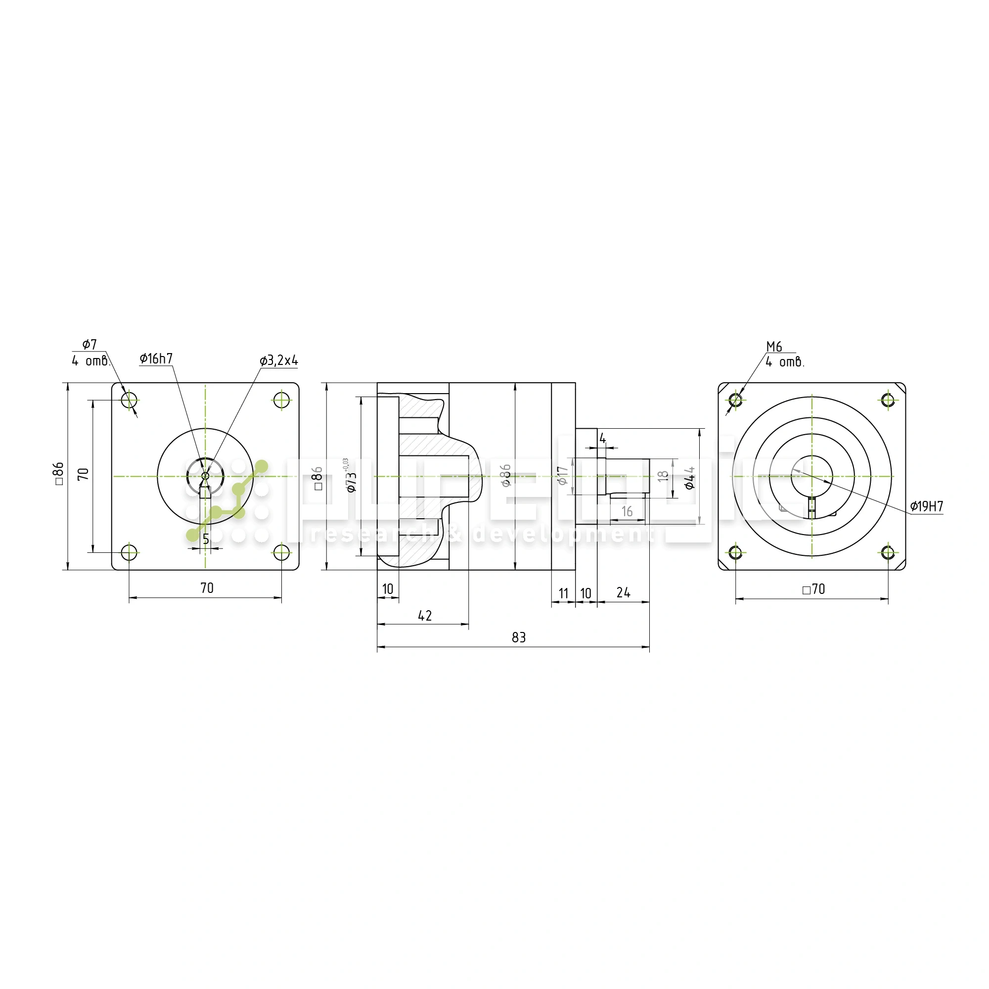 Редуктор планетарный 86PX16K-19S 12 236 Редуктор планетарный 86PX16K-19S фото