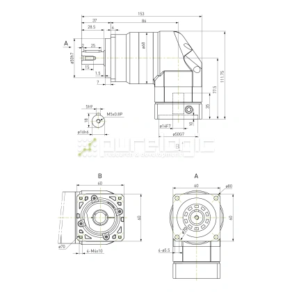 Редуктор планетарный прецизионный угловой 60EVB10K-S16-P0 77 809 Редуктор планетарный прецизионный угловой 60EVB10K-S16-P0 фото