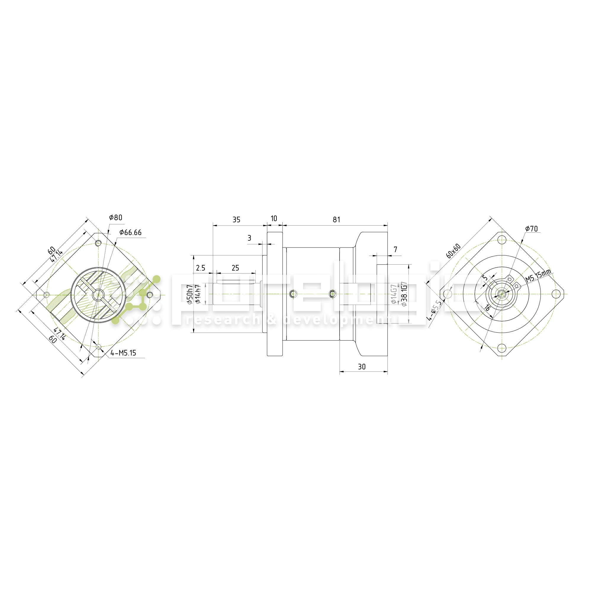 Редуктор планетарный 57PLF15K-14S-D14 19 107 Редуктор планетарный 57PLF15K-14S-D14 фото
