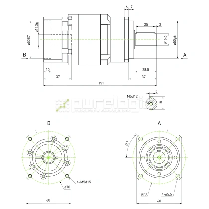 Редуктор планетарный прецизионный 60VRB20K-S16-P0 46 136 Редуктор планетарный прецизионный 60VRB20K-S16-P0 фото